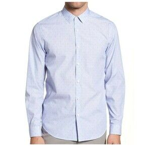 THEORY Murrary Finch Coupe Stripe Dress Shirt XL Blue NEW Button‎ Down Business